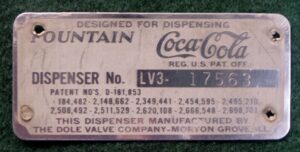 Coca Cola Fountain Dispenser Equipment Tag