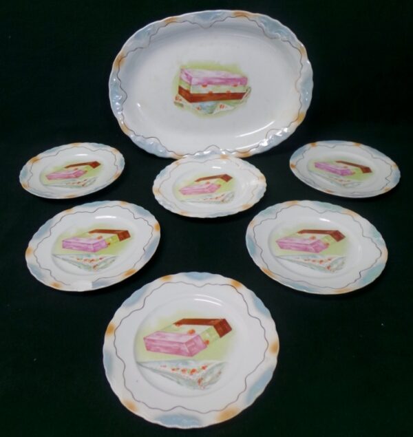 Ice Cream China Set Platter 6 Ice Cream Plates