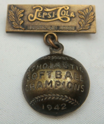 Pepsi Cola Lapel Pin Softball Champion 1942