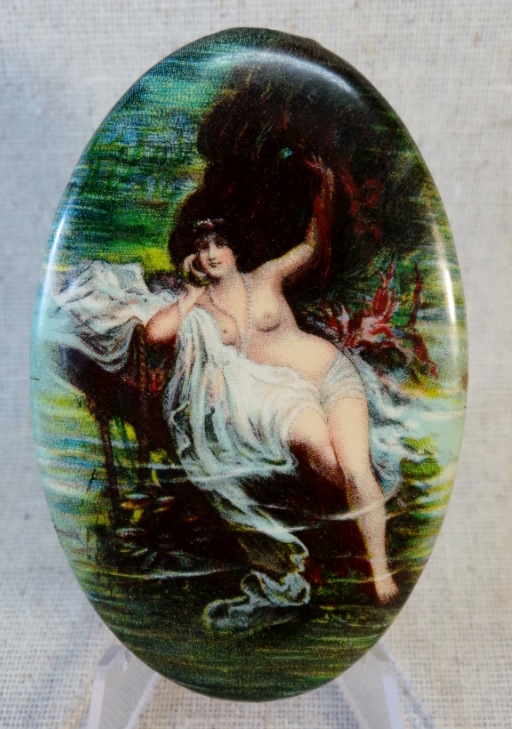 Topless Nude Advertising Pocket Mirror Celluloid