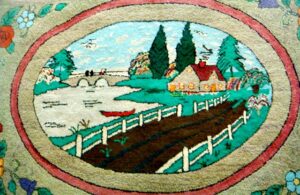 Folk Art Hooked Rug Primitive