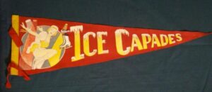 Ice Capades Skaters Felt Pennant with  Brooch Pin