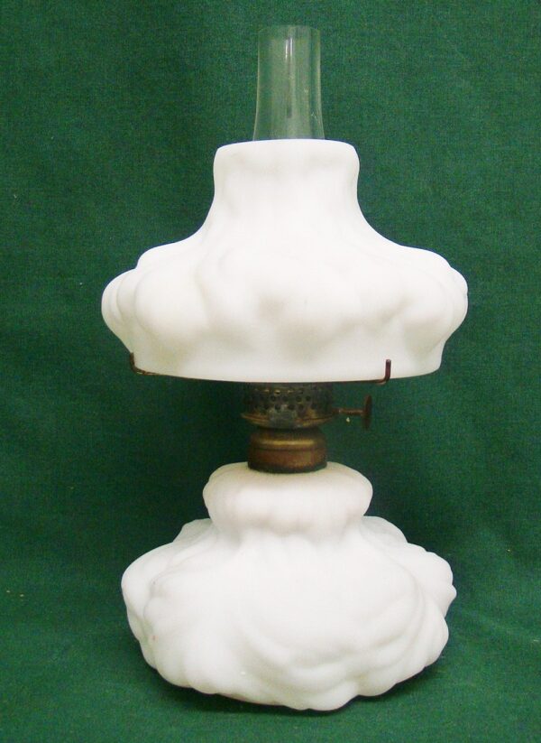 Victorian Miniature Lamp L.G. Wright Glass Satin Plume