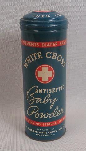 Baby Powder Tin Diaper Rash White Cross