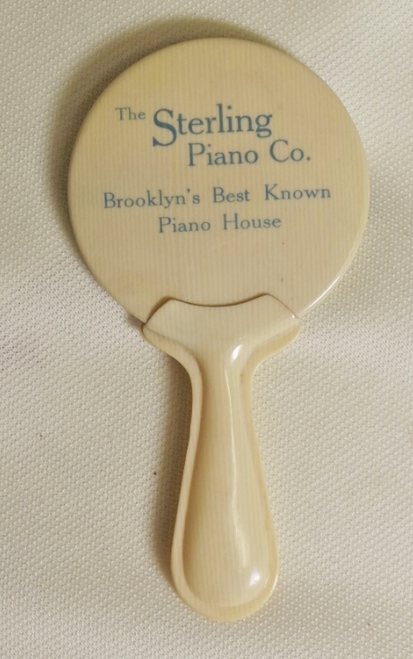 Sterling Piano Company Early Ladys Celluloid Mirror
