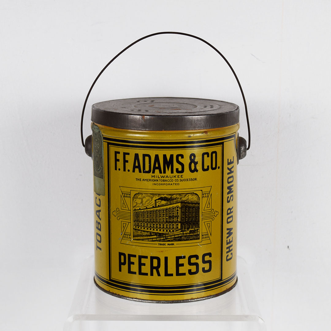F. F. Adams & Co Peerless Tobacco Tin Pail Milwaukee WI Discover