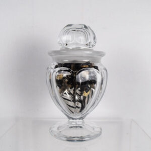 Small Clear Glass Apothecary Jar With Lid Scalloped Sides