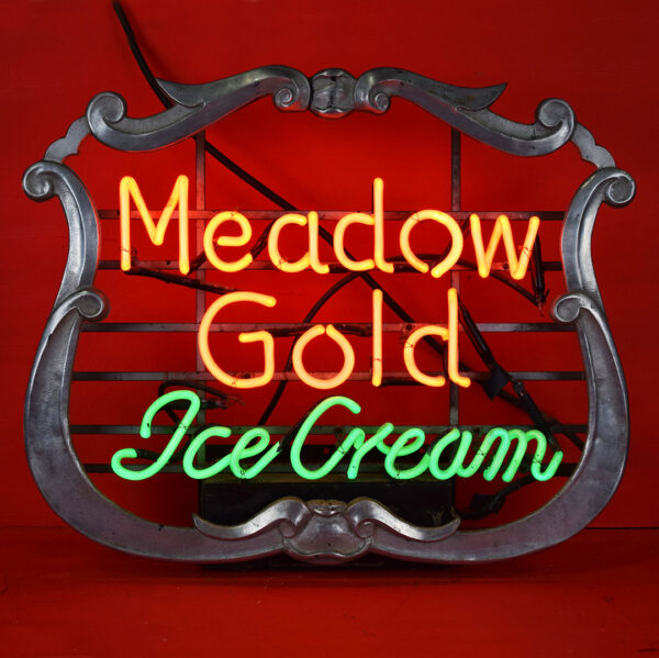 Meadow Gold Ice Cream Dual Color Hanging Neon Sign