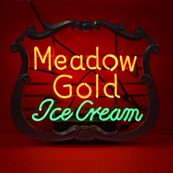 Meadow Gold Ice Cream Dual Color Hanging Neon Sign