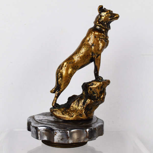 1920s Bronze Radiator Mascot Standing Dog Hood Ornament