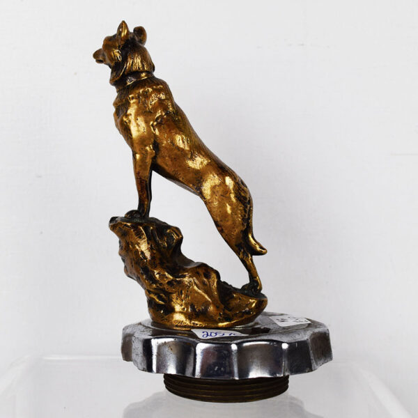 1920s Bronze Radiator Mascot Standing Dog Hood Ornament