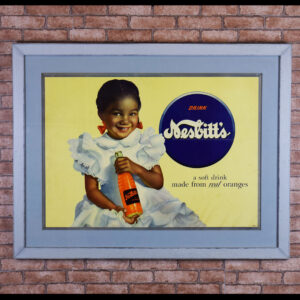 Nesbitt's Orange Soda Cardboard Sign Young Black Girl Smiling