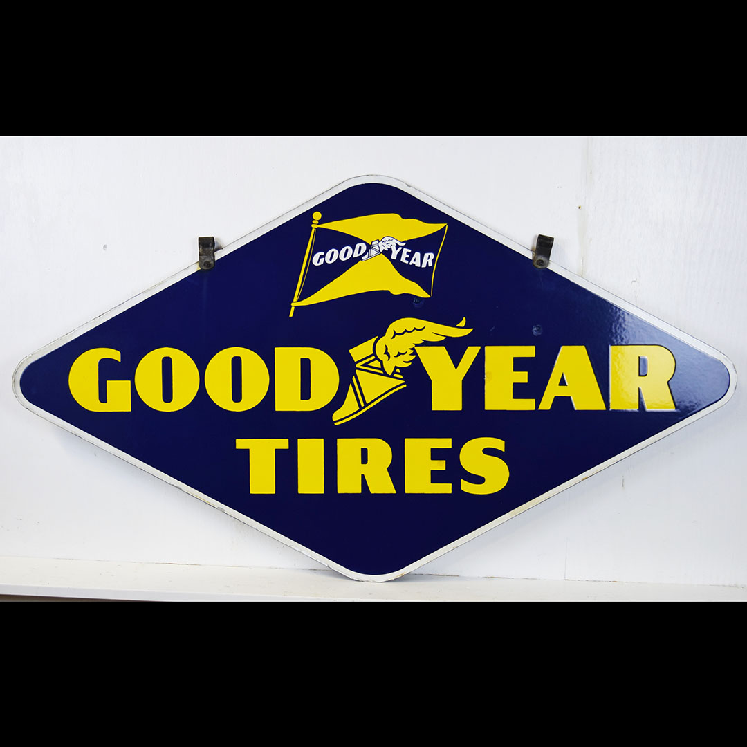 ヴィンテージ 看板 アメリカ GOODYEAR 両面 Double Sided Goodyear Sign: Vintage Collectible Tire Advertising