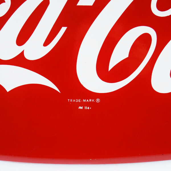 1960s Coca Cola Fishtail Die Cut Metal Sign Marked AM 114