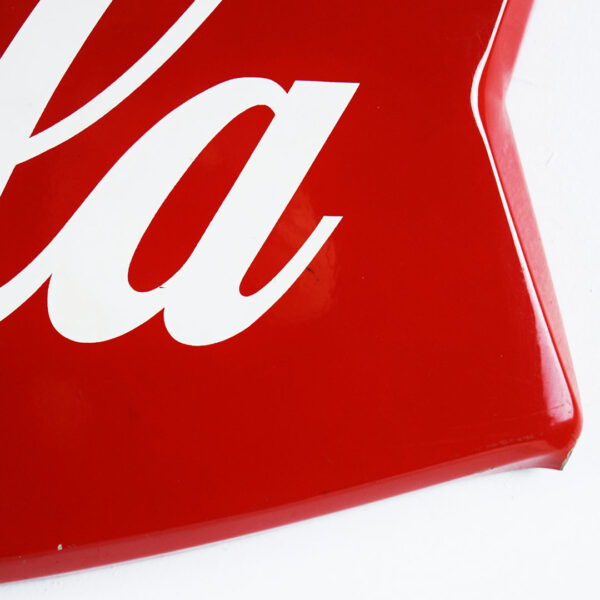 1960s Coca Cola Fishtail Die Cut Metal Sign Marked AM 114