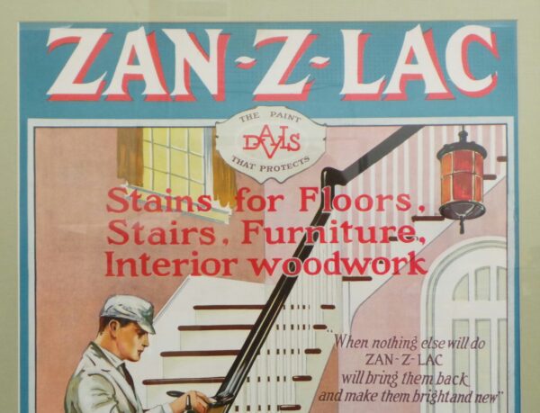Zan-Z-Lac Varnish Stains Cardboard Sign Davis Paints