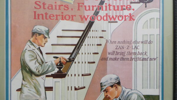 Zan-Z-Lac Varnish Stains Cardboard Sign Davis Paints