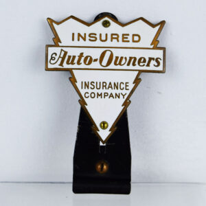Auto Owners Insurancce Company Porcelain License Tag Topper