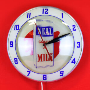 Neal Grade A Milk Round Double Bubble Glass Front Clock