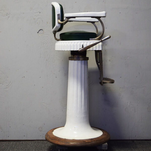 Koken Child's Barber Chair Porcelain Finish Original Leather