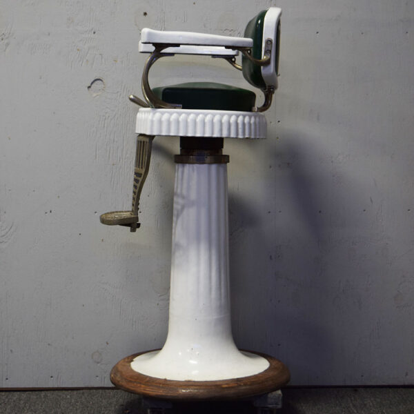 Koken Child's Barber Chair Porcelain Finish Original Leather