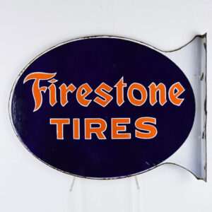 Original Firestone Tires Porcelain Flange Sign 1930s Era