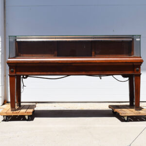 Glass Top Showcase With Dark Maple Base & Carved Accents