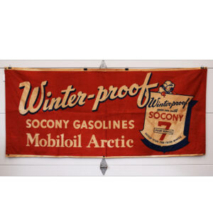 Socony Gasoline Mobiloil Arctic Winter Proof Canvas Banner