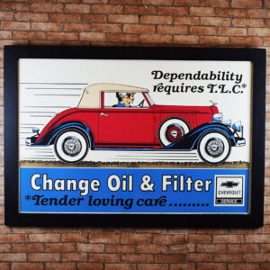 Chevrolet Service Framed Paper Poster Change Oil & Filter