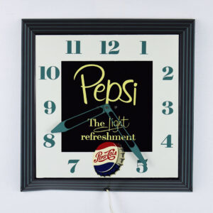 Pepsi Metal Clock The Light Refreshment With Bottle Cap Logo
