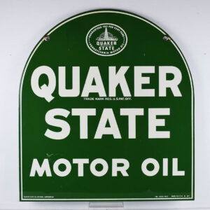 Quaker State Motor Oil Double Sided Tombstone Metal Sign