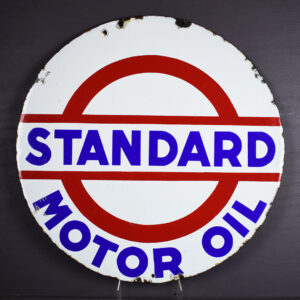 Standard Motor Oil Company Round Double Sided Porcelain Sign
