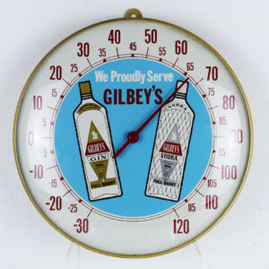 Gilbey's Gin & Vodka Round Metal Thermometer Glass Lens