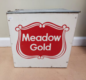Meadow Gold Metal Milk Box Home Decor