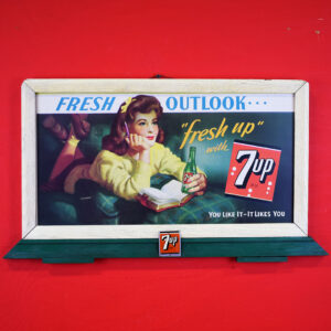 Fresh Up With 7UP Cardboard Sign Wooden Billboard