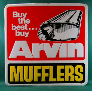 Embossed Tin Advertising Sign Arvin Mufflers