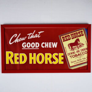 Red Horse Chewing Tobacco Lithograph Paper Sign Framed