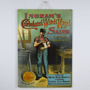 Ingrams Witch Hazel Salve First Aid Celluloid Over Cardboard Sign