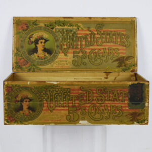 United States 5's Cigars Wooden Cigar Box New Orleans 1898