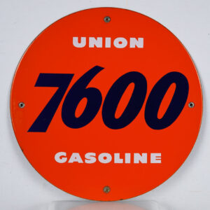 Union 7600 Gasoline Porcelain Gas Pump Plate Sign Nice