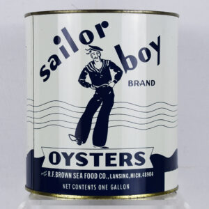 Sailor Boy Brand Oysters One Gallon Tin Can Lansing Michigan