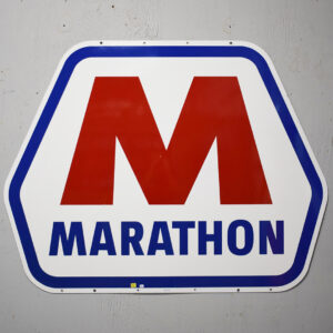 1964 Marathon Gasoline Single Sided Porcelain Sign 60 Inch