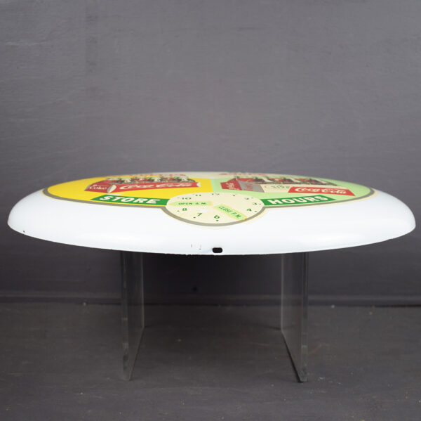 16 Inch White Coca Cola Button Sign 1950s Store Hours Decal