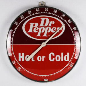 Dr Pepper Hot Or Cold 18 Inch Round Thermometer 1960s