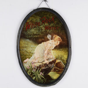 White Rock Water Oval Tin Sign Early 1900s 13 Inch by 9 Inch