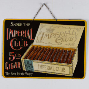 Smoke The Imperial Club 5 Cts Cigar Embossed Metal Sign