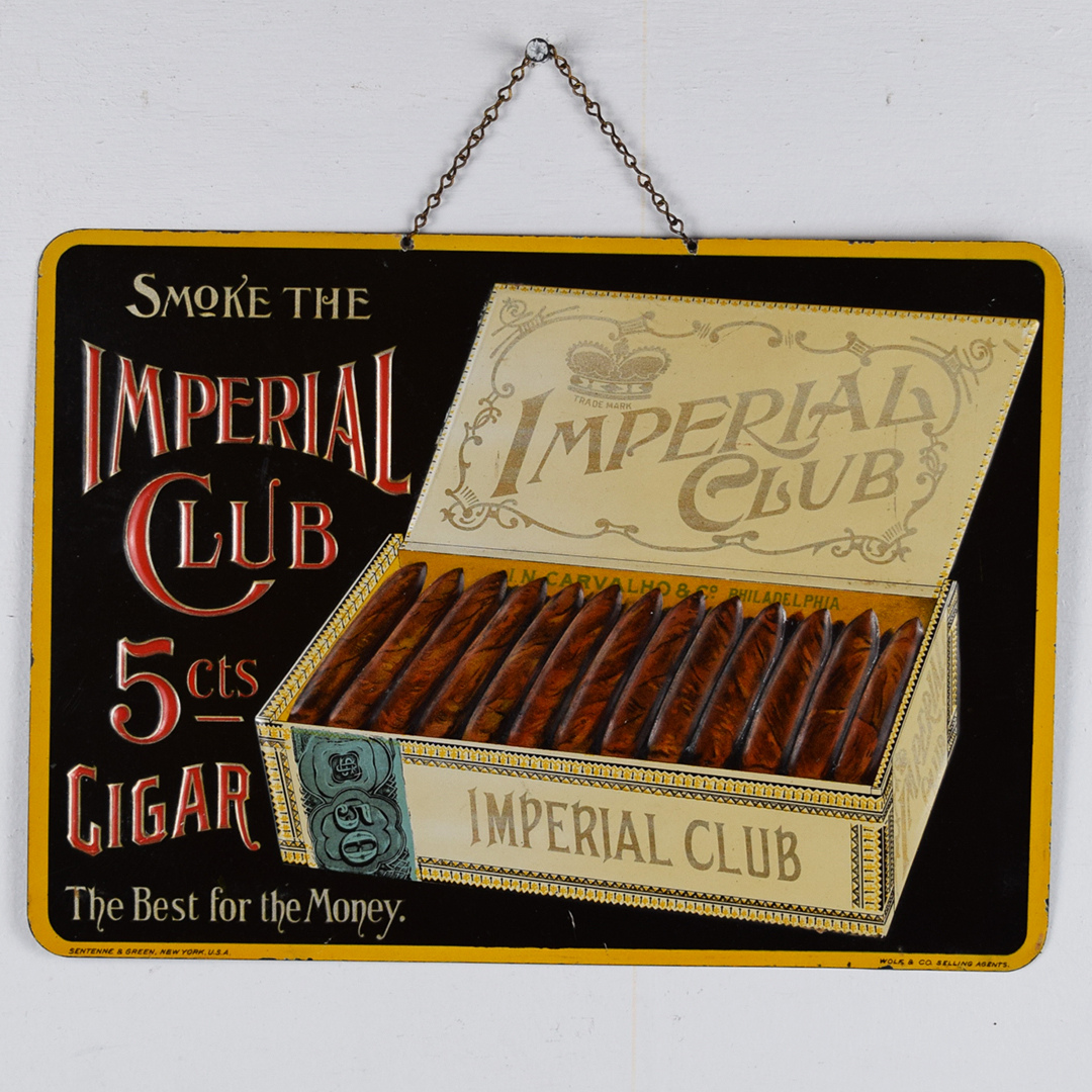Smoke The Imperial Club 5 Cts Cigar Embossed Metal Sign