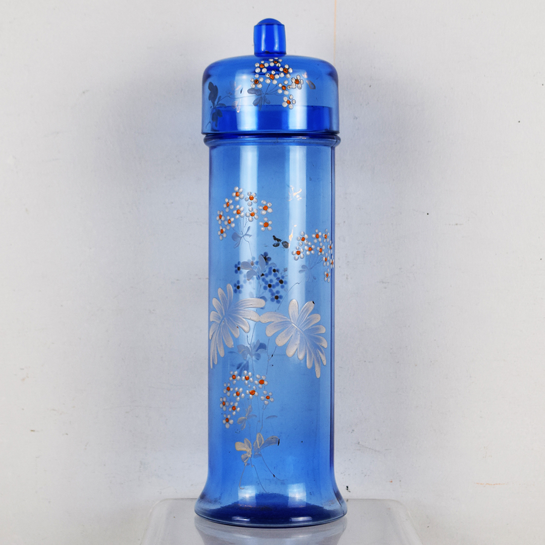 Victorian Glass Soda Fountain Straw Holder Floral Pattern