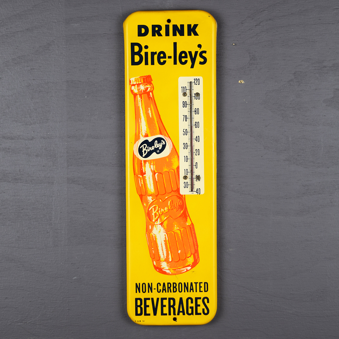 Drink Bire-ley's Non Carbonated Thermometer 1951 Bireleys 15.75 Inches Tall