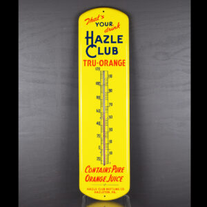 Hazel Club Tru Orange Tin Metal Thermometer Hazleton PA